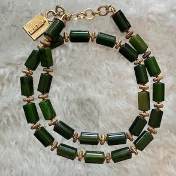 Givenchy Faux Jade Tubular Vintage Belt or Necklace 32" - Picture 1 of 6